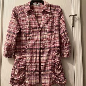 Pink Plaid Button up Too